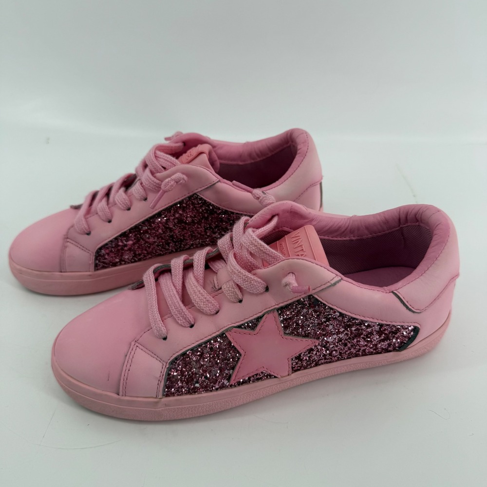 Vintage Havana Flora Pink Glitter Star Leather Low Top Sneakers Womens 7.5 - Picture 3 of 11
